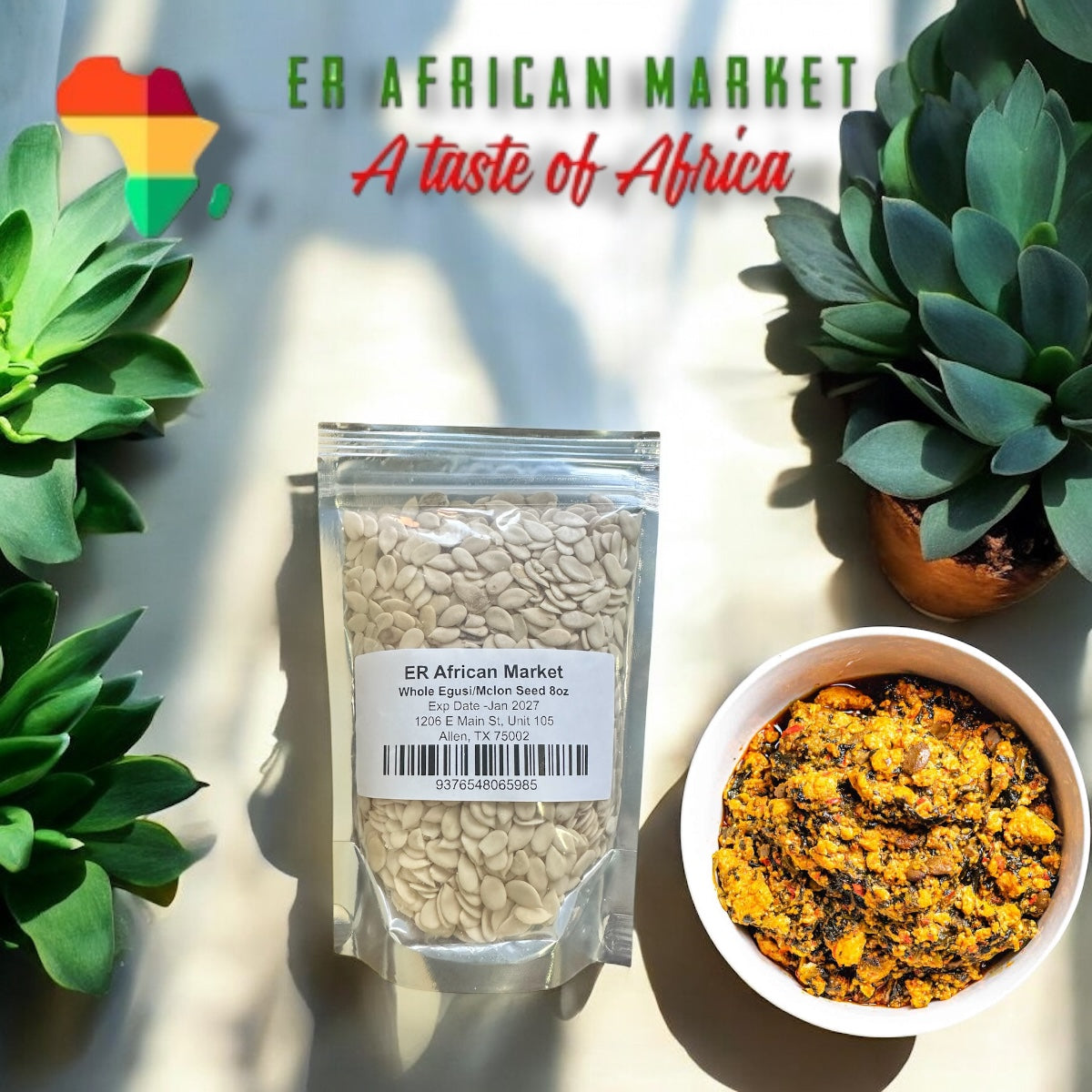 Egusi (Whole Melon Seeds) - 8oz, Premium Quality for Soups & Stews