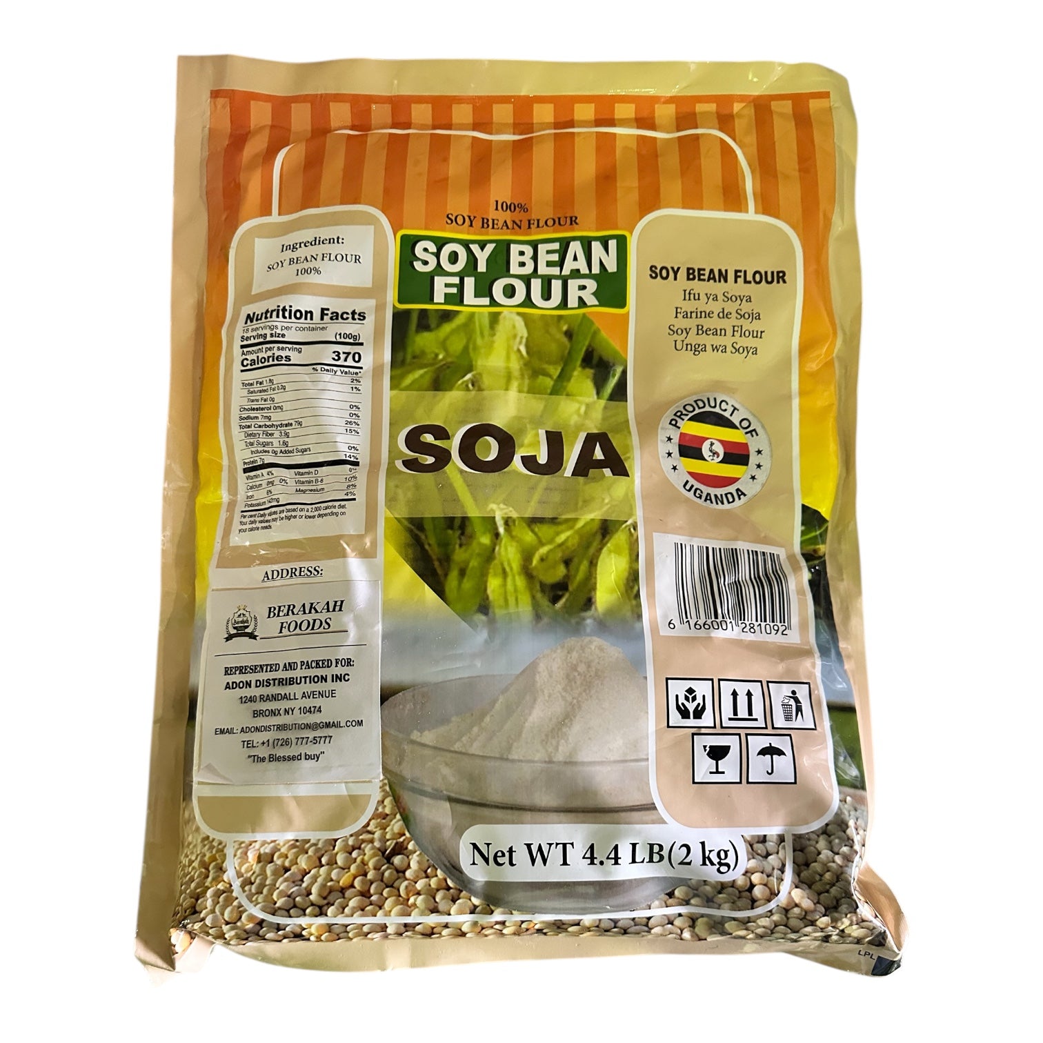 100% Pure Soy Bean Flour – All-Natural, Non-GMO, High Protein, Gluten-Free, Plant-Based Flour | Rich in Fiber & Nutrients | Perfect for Baking, Smoothies, Pancakes & Baby Food – 4.4 LB (2KG)