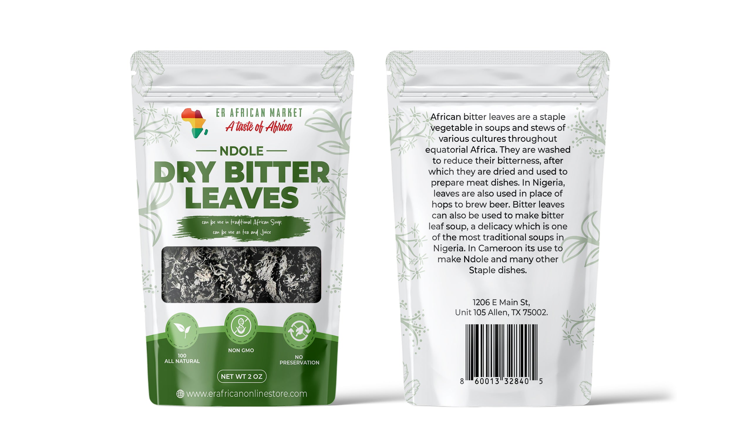 Dry Bitter Leaves - 2oz, Authentic African Ingredient for Soups & Stews