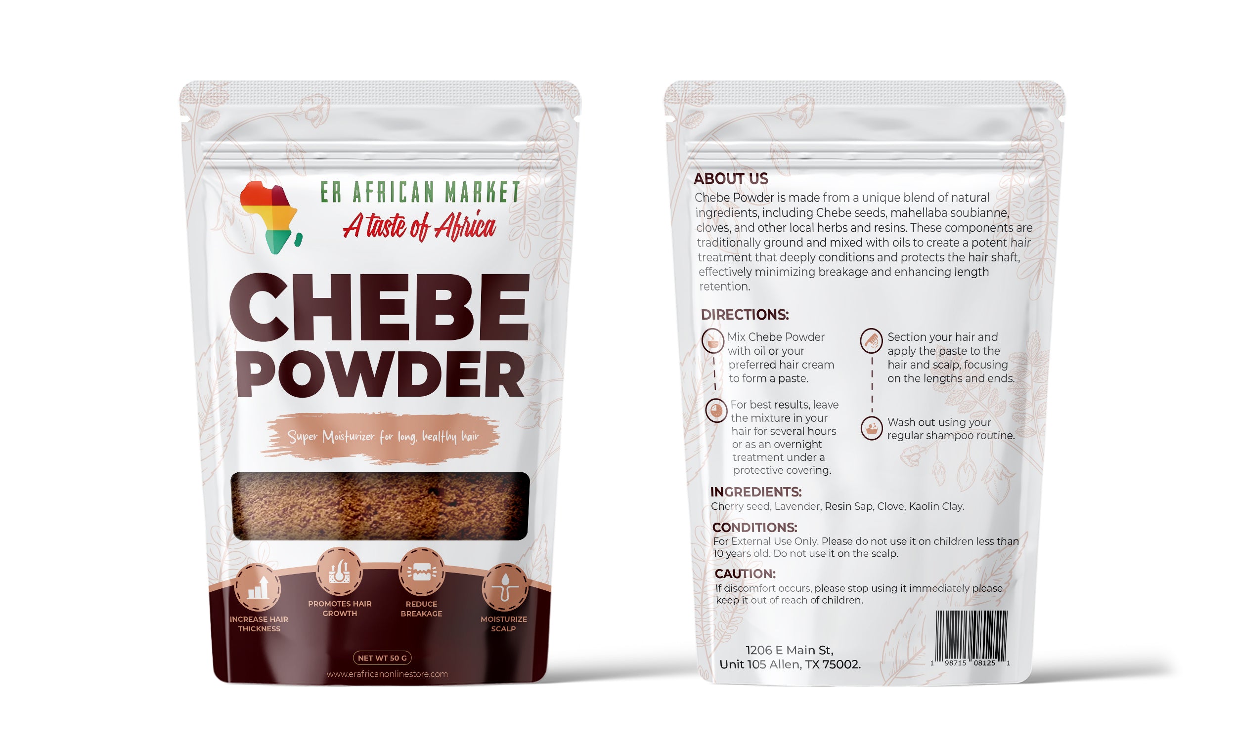 Chebe Powder for Hair Growth - 50g | Organic African Hair Treatment for Longer, Thicker, Healthier Hair