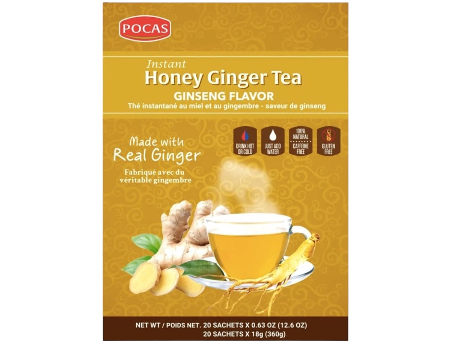 Honey Ginger Tea | 20 Sachets –Ginseng Flavor-Soothing, Aromatic, and Refreshing