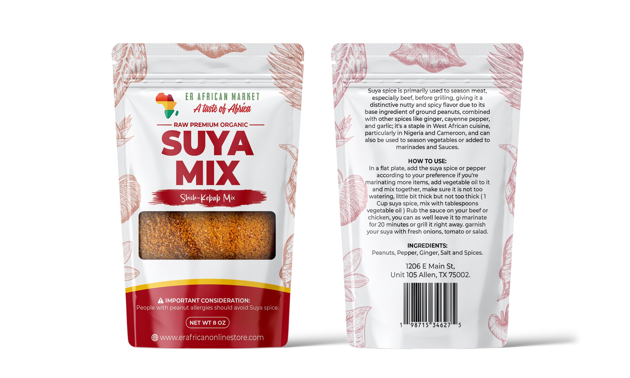 African Suya Mix – Premium West African Seasoning Blend, Perfect for Grilling, Roasting, and Cooking | Nutty & Spicy Suya Pepper – 8oz