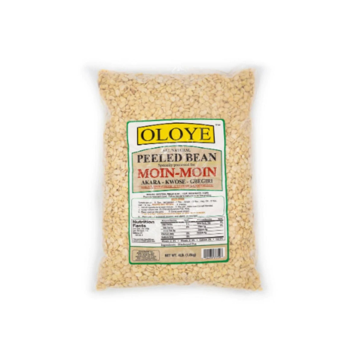 Oloye Peeled Beans | Premium Quality for Moin-Moin & Akara – 4LB Pack